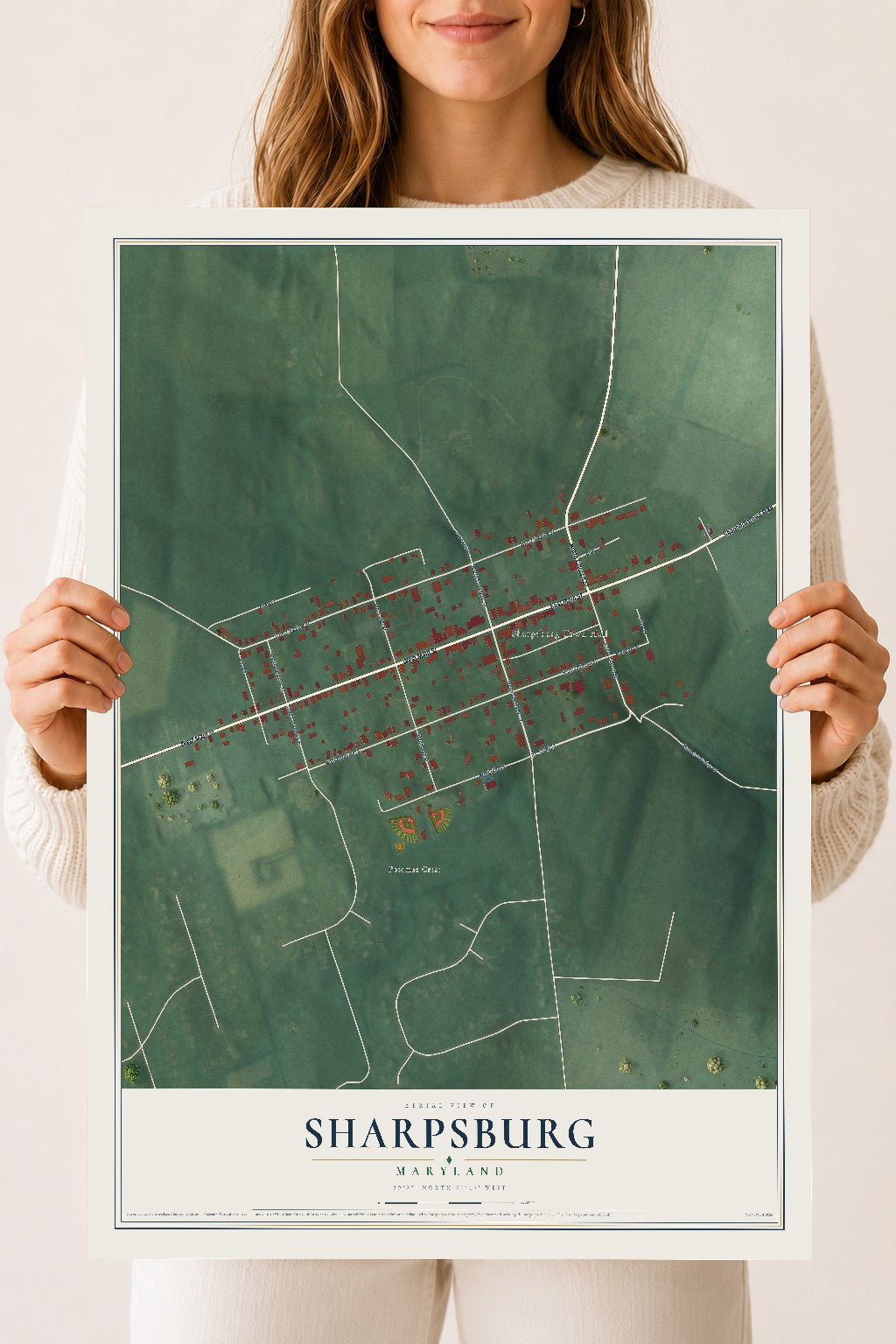 Map of Sharpsburg, Maryland, 18 x 24 inch unframed archival matte print