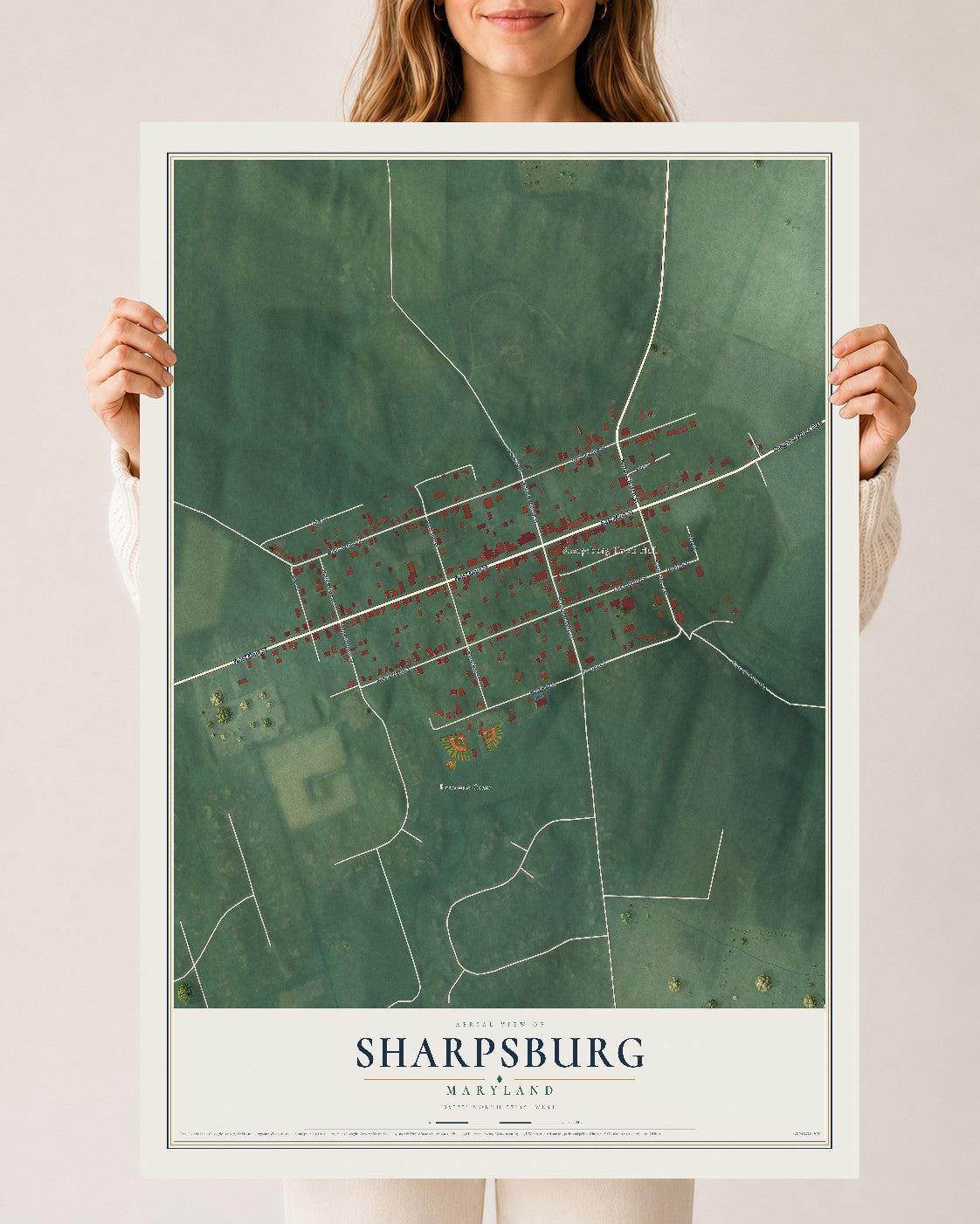 Map of Sharpsburg, Maryland, 24 x 36 inch unframed archival matte print