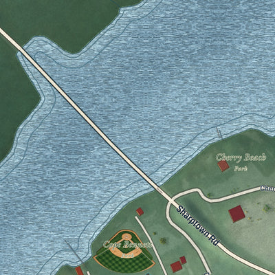 Close-up of the map of Sharptown, Maryland print showing street and building detail
