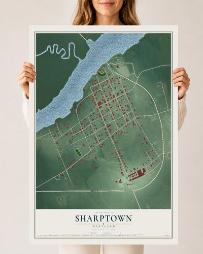 Map of Sharptown, Maryland, 24 x 36 inch unframed archival matte print