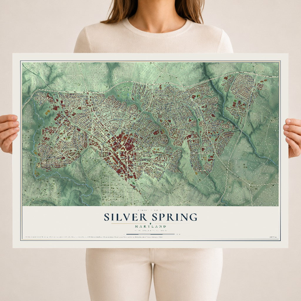 Map of Silver Spring, Maryland, 18 x 24 inch unframed archival matte print