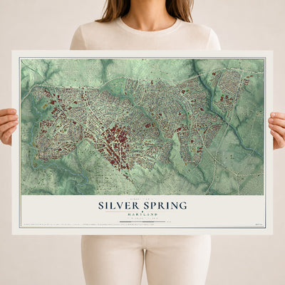 Map of Silver Spring, Maryland, 18 x 24 inch unframed archival matte print