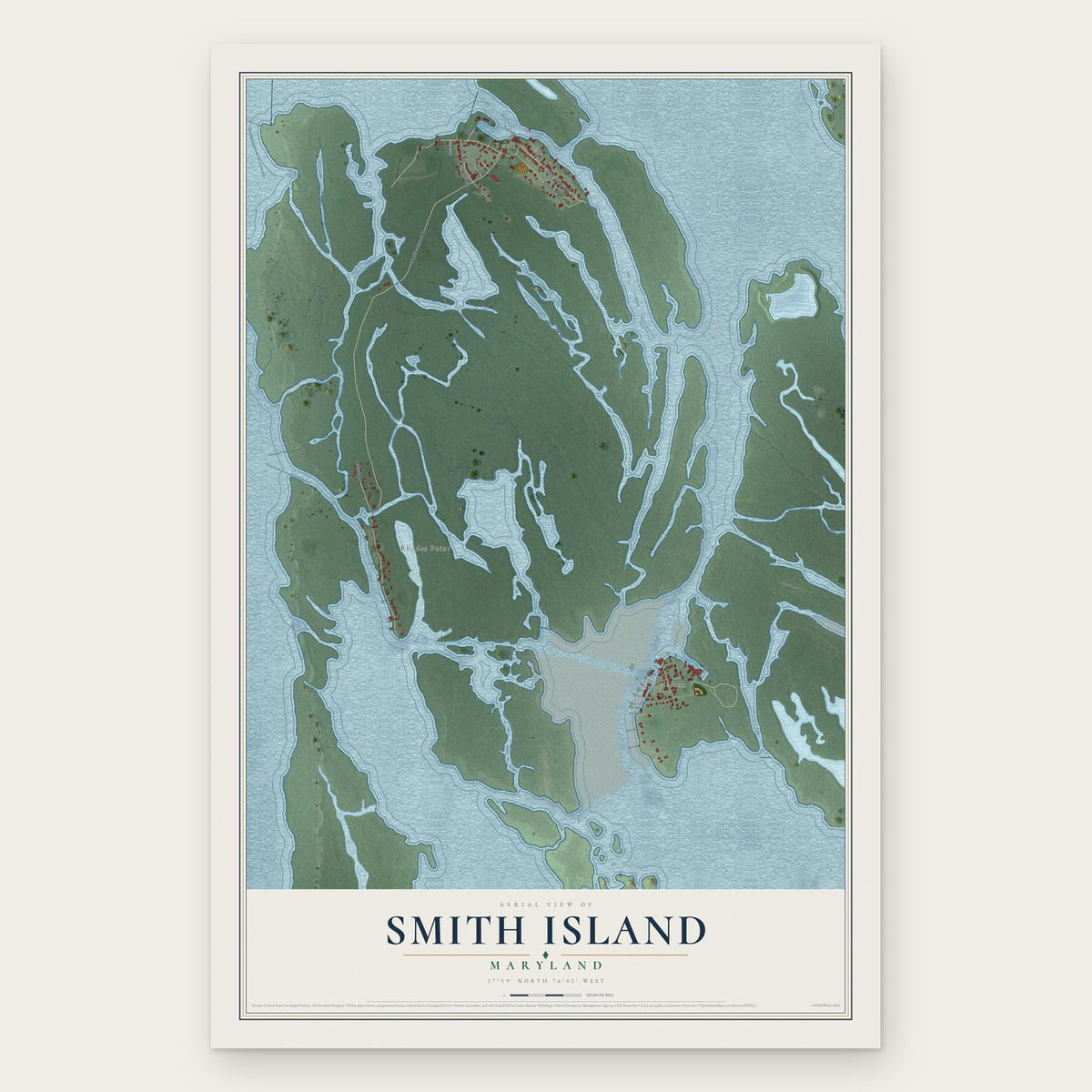 Smith Island, Maryland map print, the full design