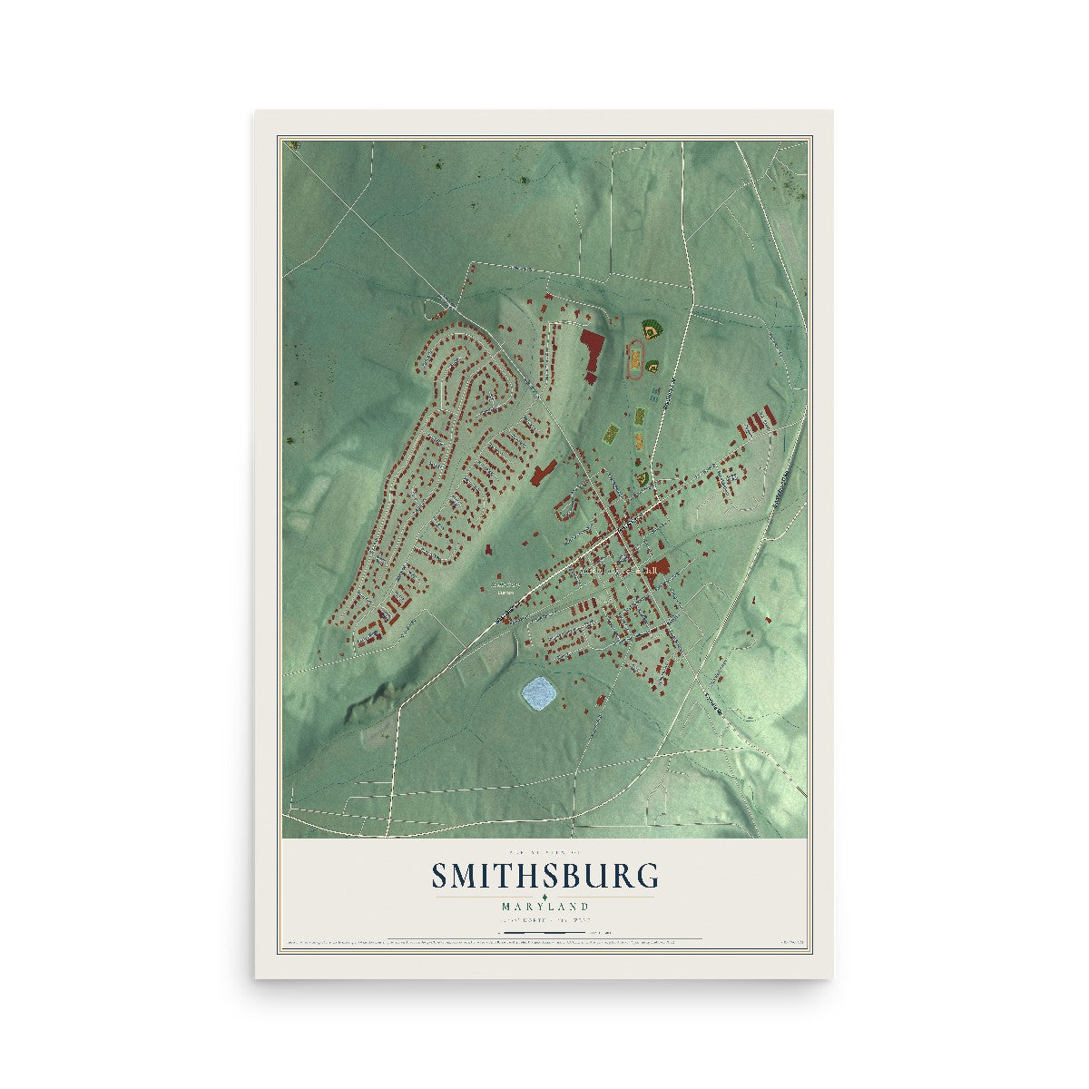 Map of Smithsburg, Maryland, 12 x 18 inch unframed archival matte print