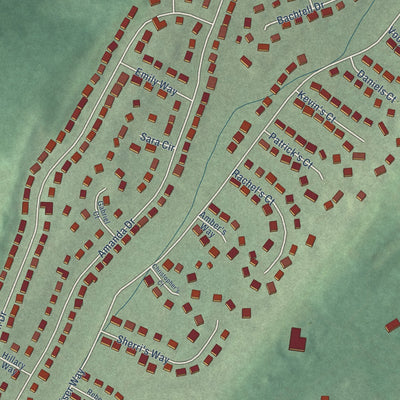 Second close-up of the map of Smithsburg, Maryland print showing more streets and buildings