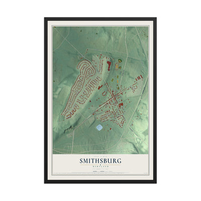 Map of Smithsburg, Maryland, 12 x 18 inch print in a black wood frame