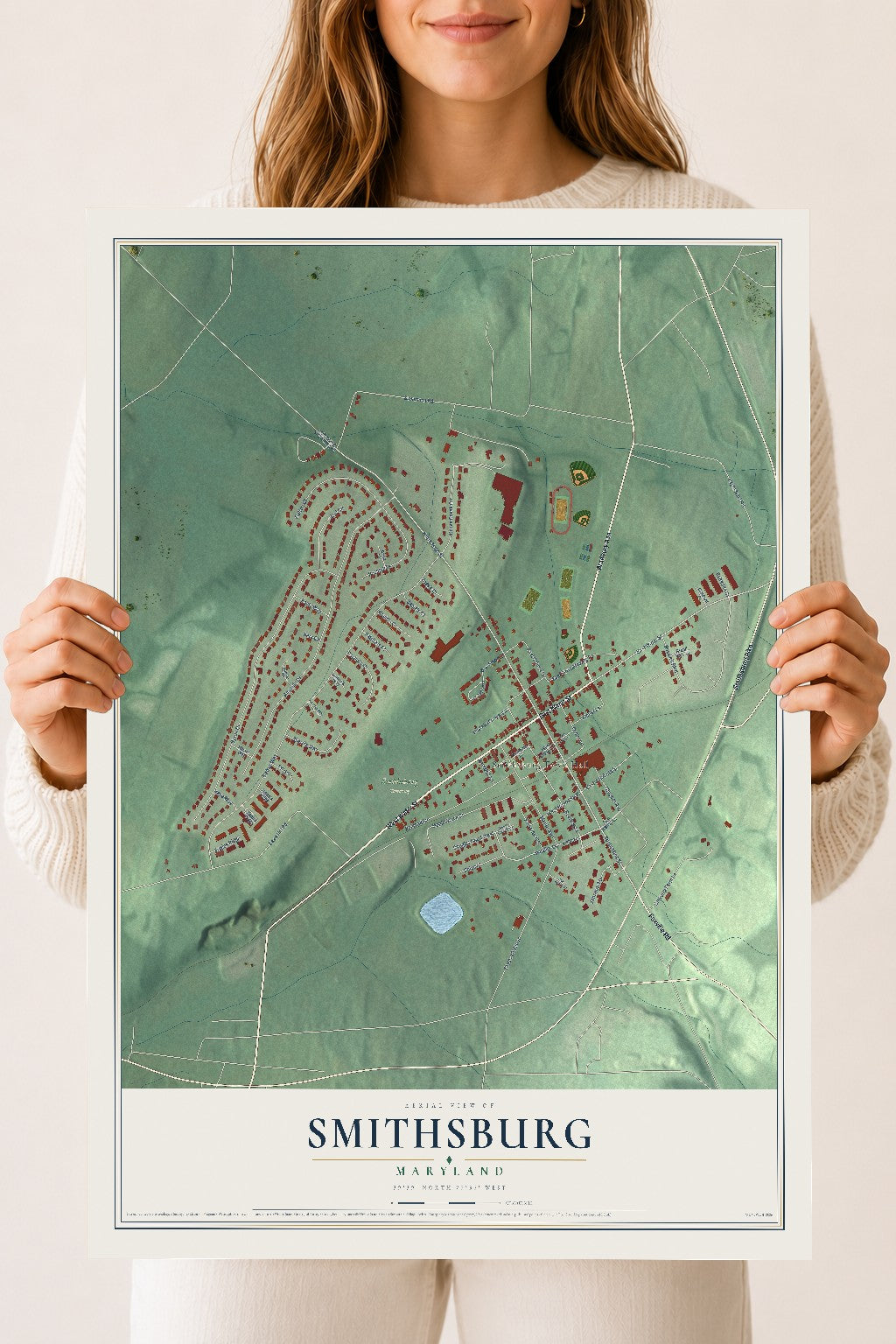 Map of Smithsburg, Maryland, 18 x 24 inch unframed archival matte print