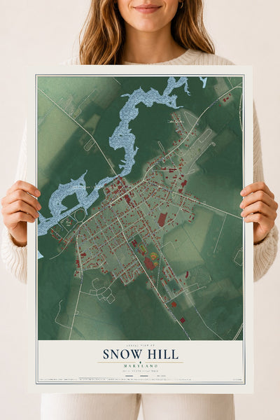 Map of Snow Hill, Maryland, 18 x 24 inch unframed archival matte print