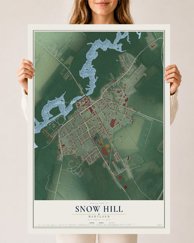 Map of Snow Hill, Maryland, 24 x 36 inch unframed archival matte print
