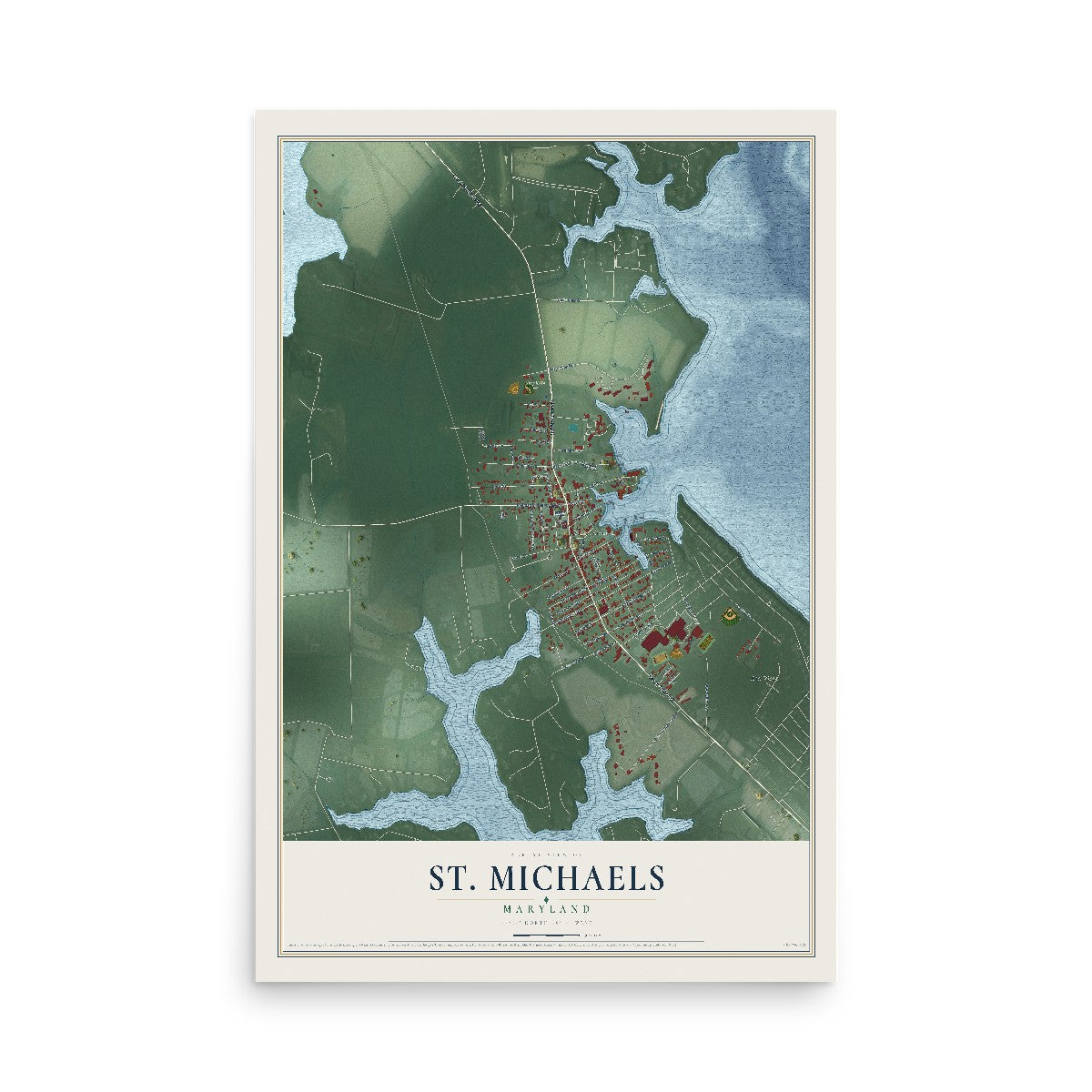Map of St. Michaels, Maryland, 12 x 18 inch unframed archival matte print