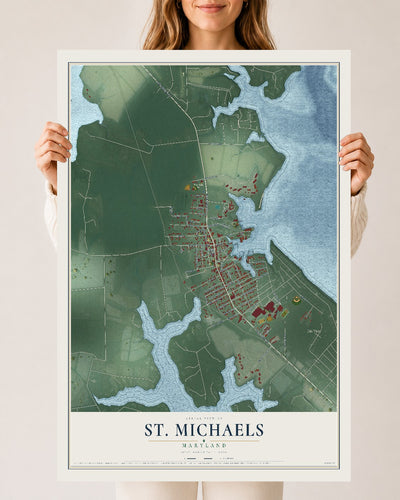Map of St. Michaels, Maryland, 24 x 36 inch unframed archival matte print