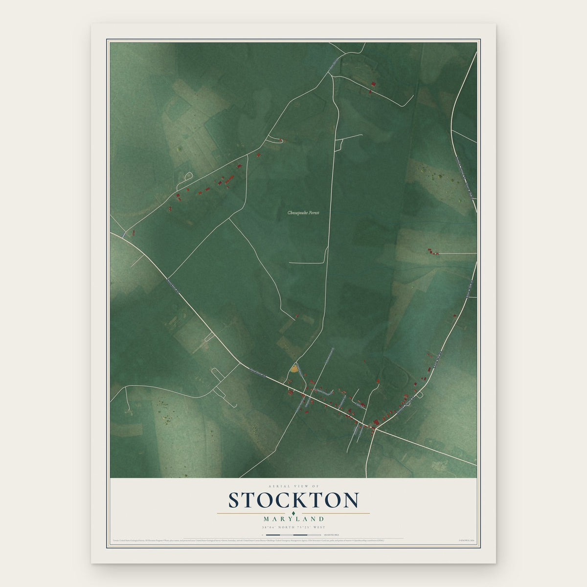 Stockton, Maryland map print, the full design