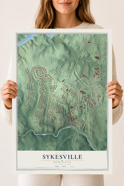 Map of Sykesville, Maryland, 18 x 24 inch unframed archival matte print