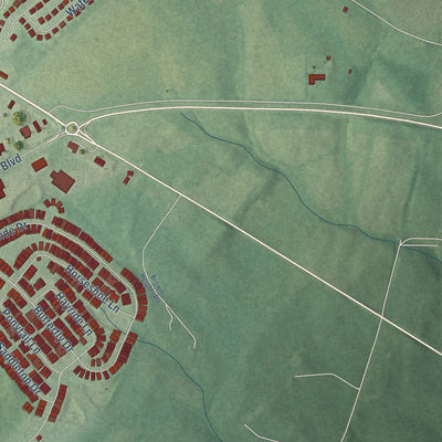 Second close-up of the map of Taneytown, Maryland print showing more streets and buildings