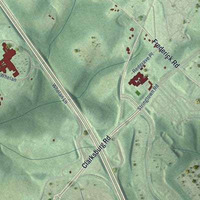 Close-up of the map of Ten Mile Creek, Maryland print showing street and building detail