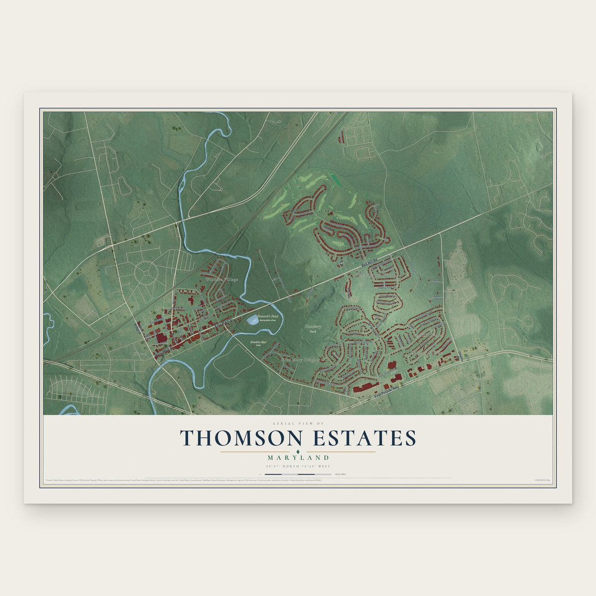 Thomson Estates, Maryland map print, the full design