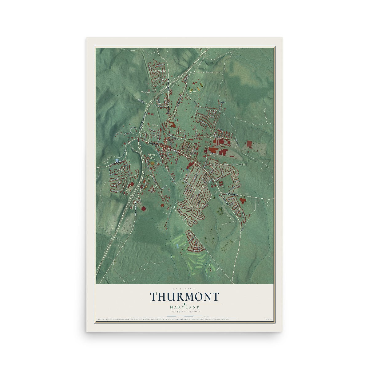 Map of Thurmont, Maryland, 12 x 18 inch unframed archival matte print