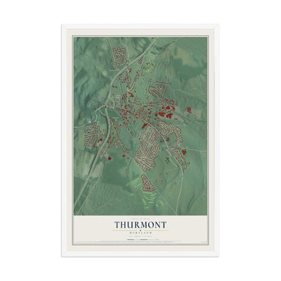 Map of Thurmont, Maryland, 12 x 18 inch print in a white wood frame