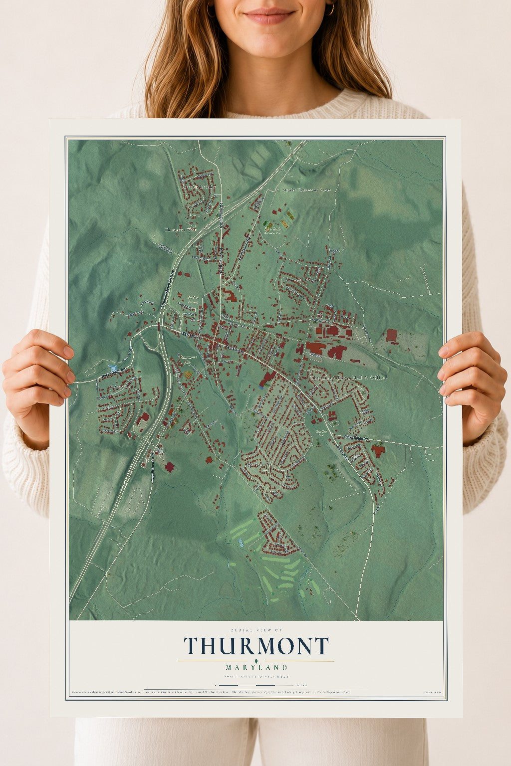 Map of Thurmont, Maryland, 18 x 24 inch unframed archival matte print