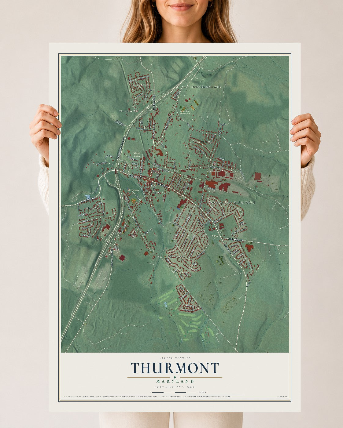 Map of Thurmont, Maryland, 24 x 36 inch unframed archival matte print