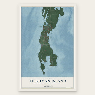 Tilghman Island, Maryland map print, the full design