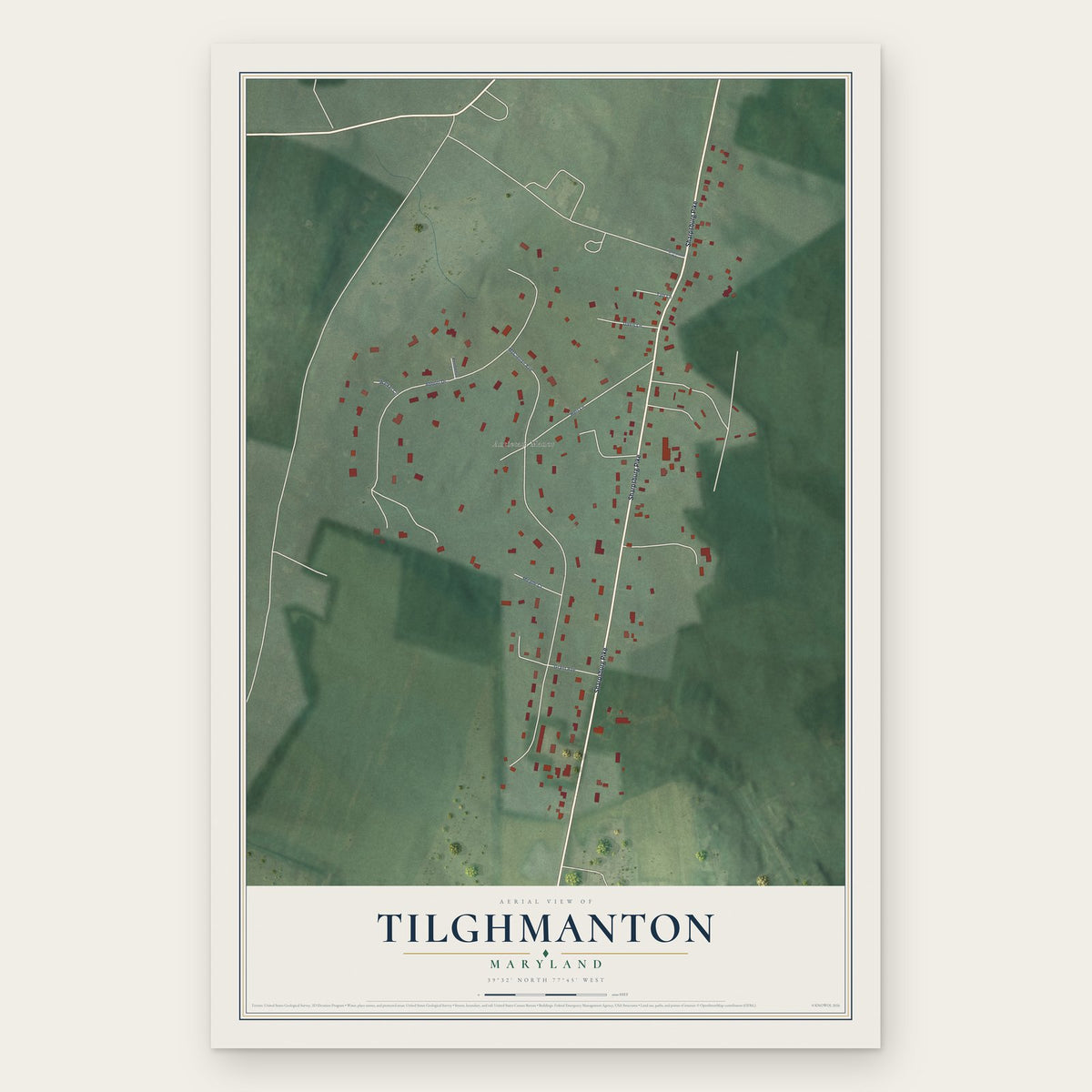 Tilghmanton, Maryland map print, the full design