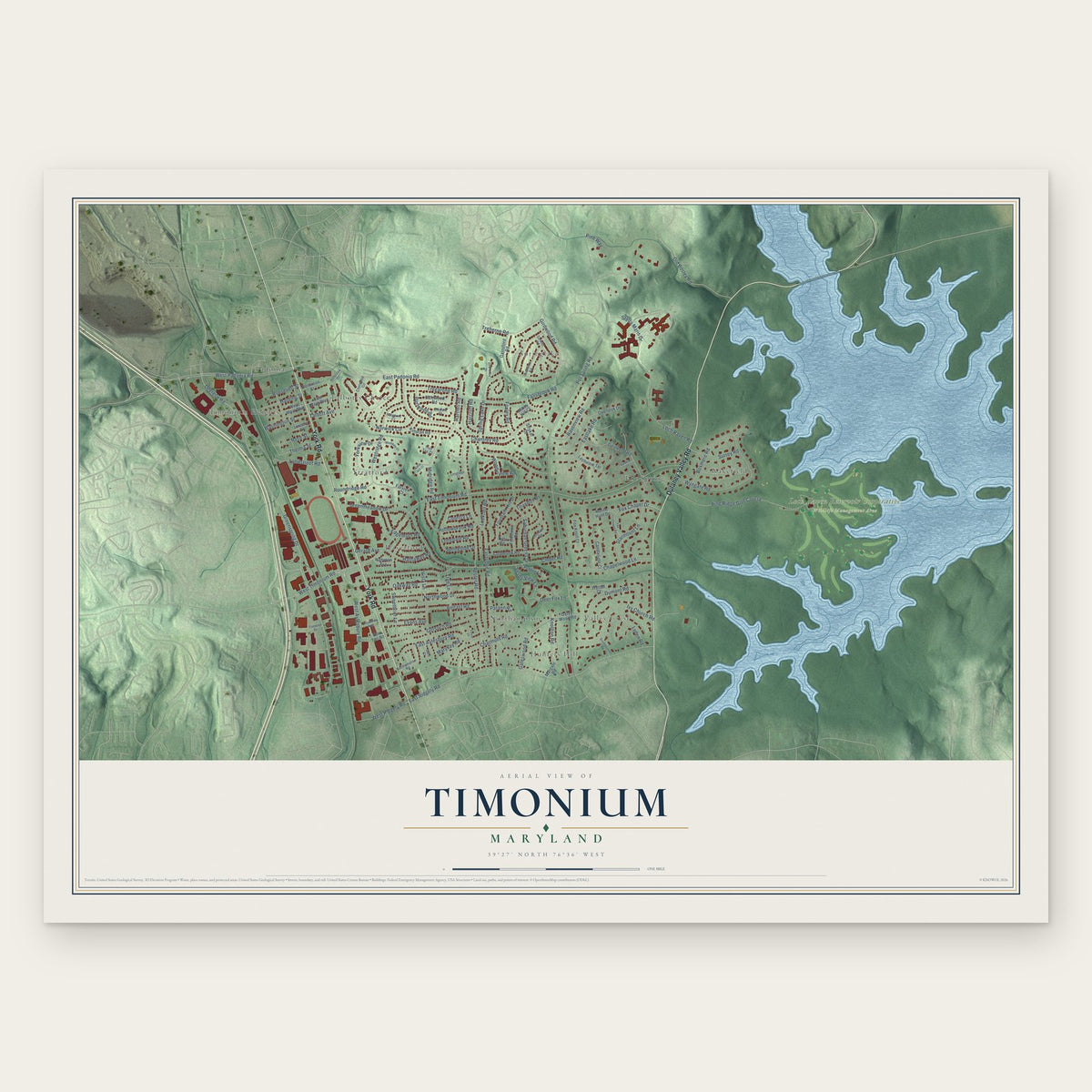 Timonium, Maryland map print, the full design