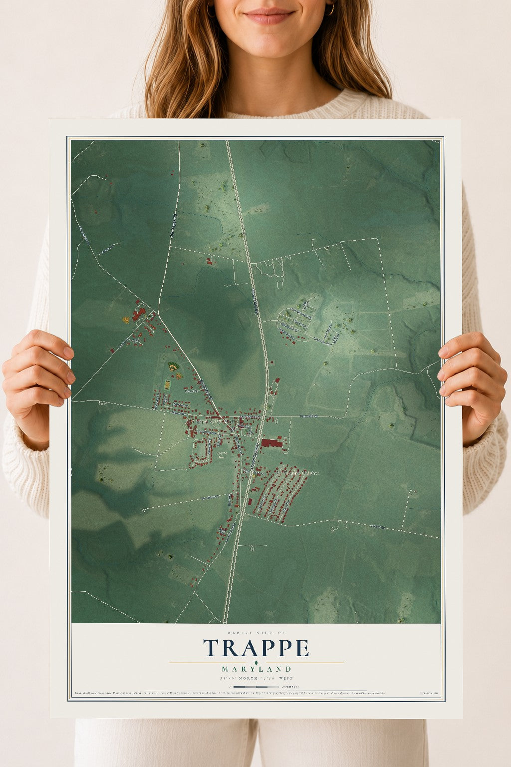 Map of Trappe, Maryland, 18 x 24 inch unframed archival matte print