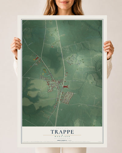 Map of Trappe, Maryland, 24 x 36 inch unframed archival matte print