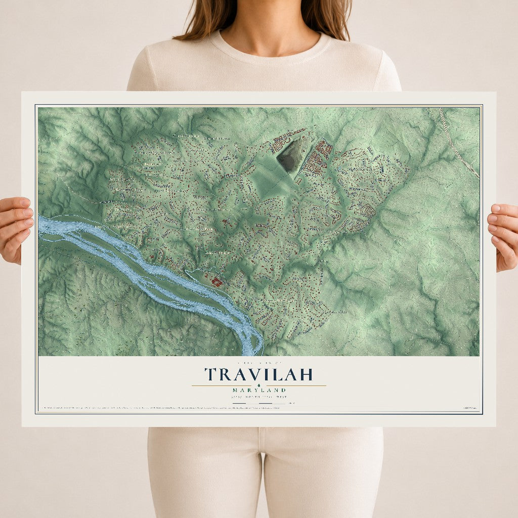 Map of Travilah, Maryland, 18 x 24 inch unframed archival matte print
