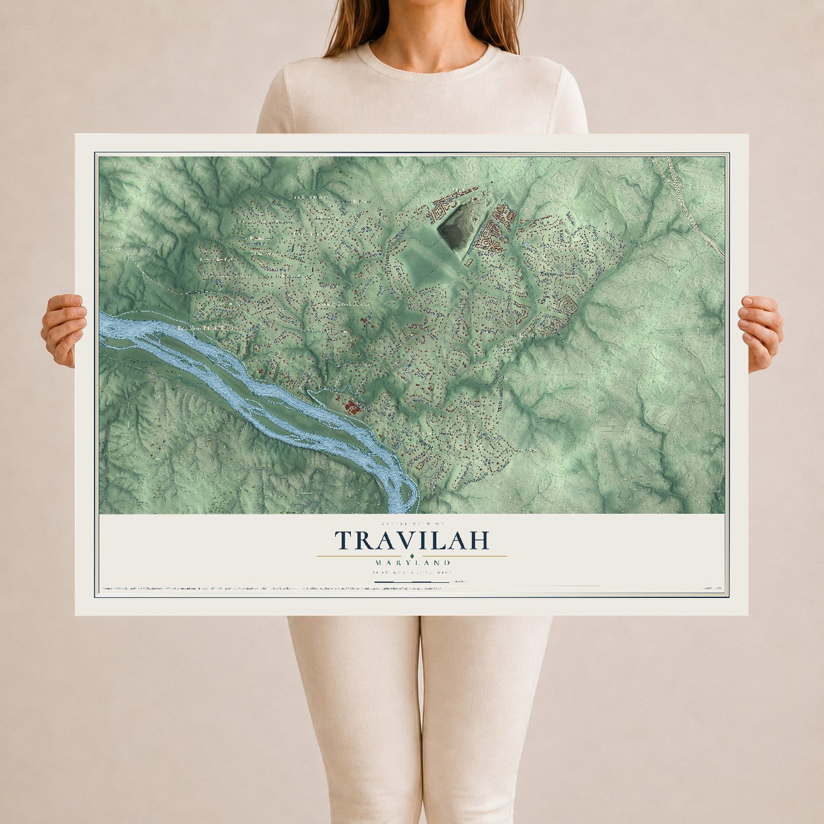 Map of Travilah, Maryland, 24 x 36 inch unframed archival matte print