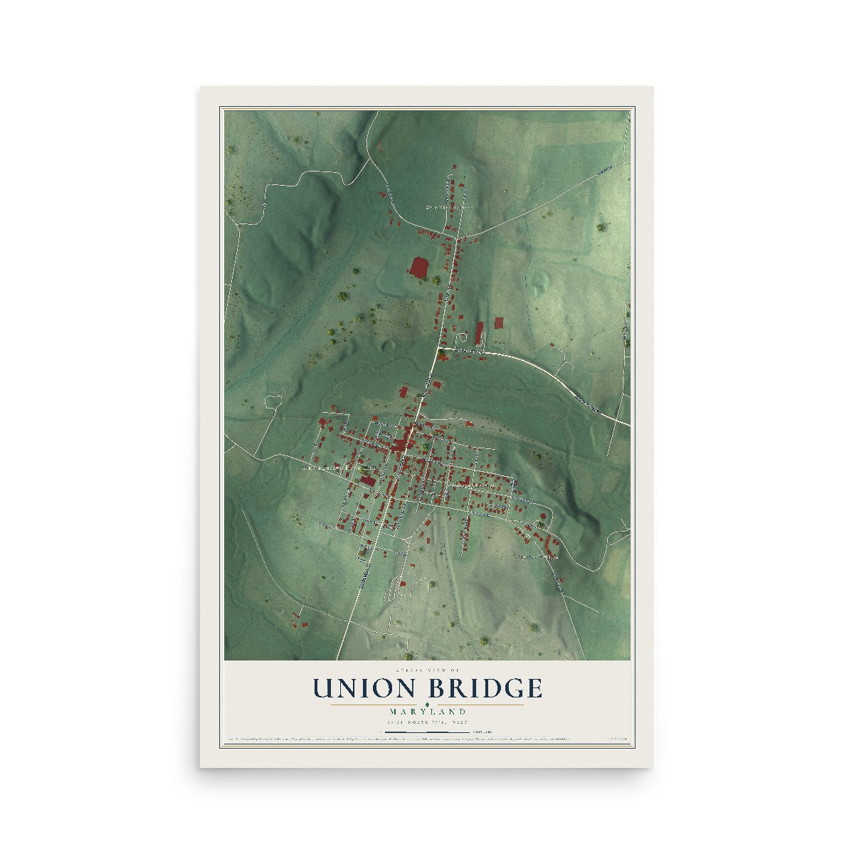 Map of Union Bridge, Maryland, 12 x 18 inch unframed archival matte print
