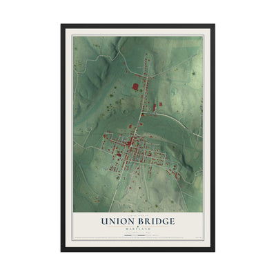 Map of Union Bridge, Maryland, 12 x 18 inch print in a black wood frame