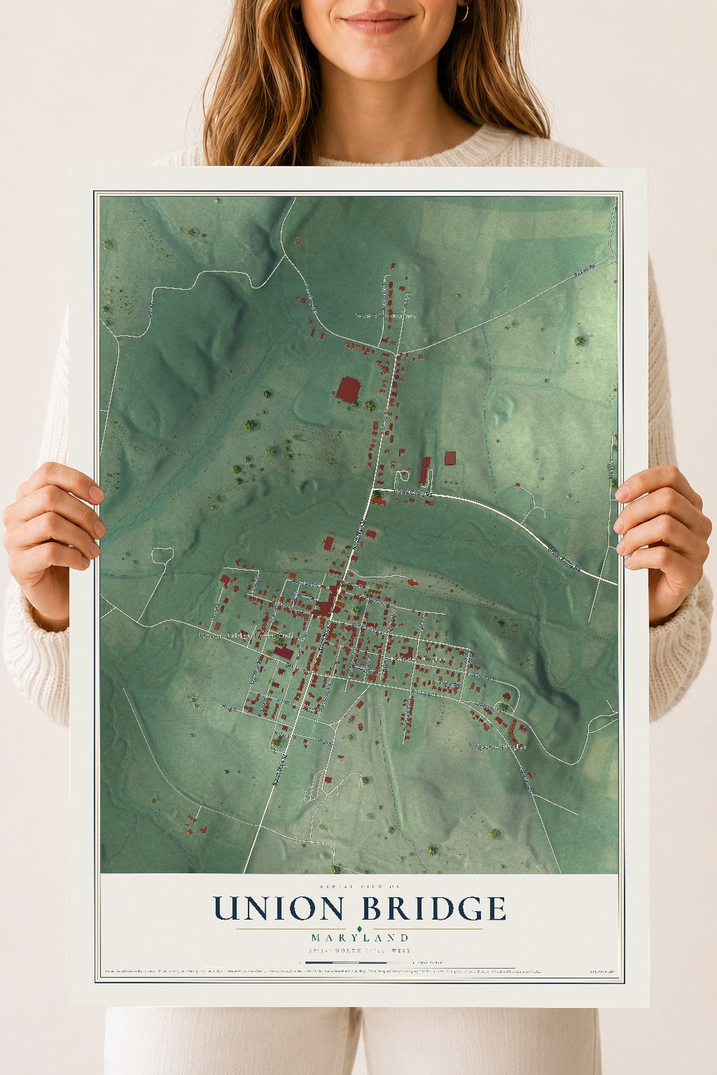 Map of Union Bridge, Maryland, 18 x 24 inch unframed archival matte print