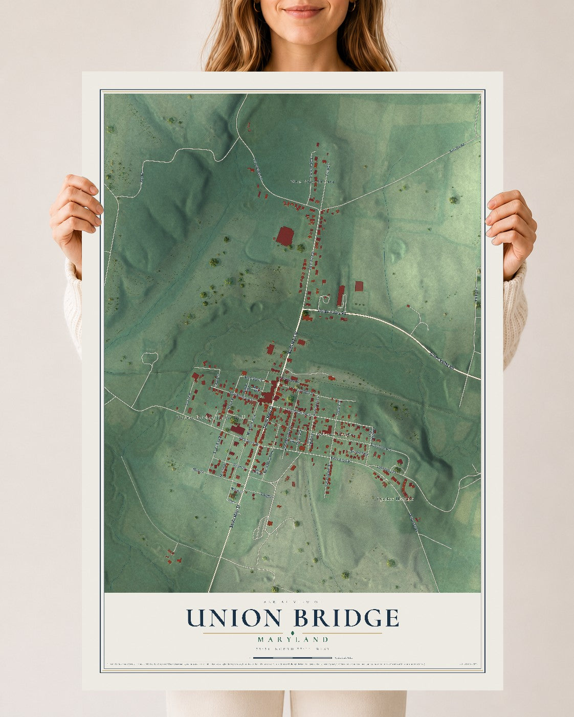 Map of Union Bridge, Maryland, 24 x 36 inch unframed archival matte print