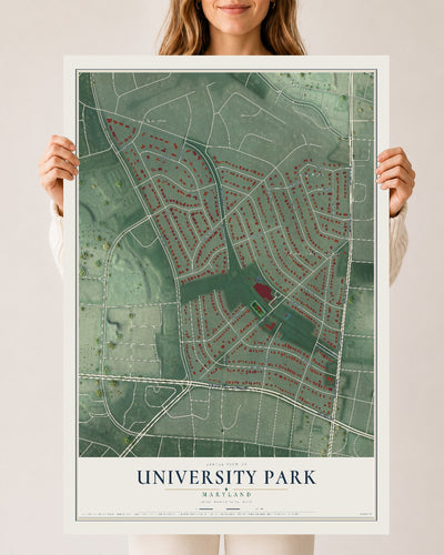 Map of University Park, Maryland, 24 x 36 inch unframed archival matte print