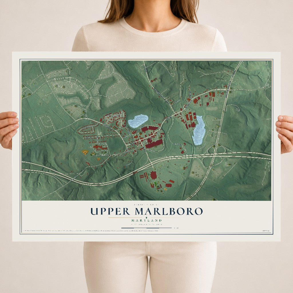 Map of Upper Marlboro, Maryland, 18 x 24 inch unframed archival matte print
