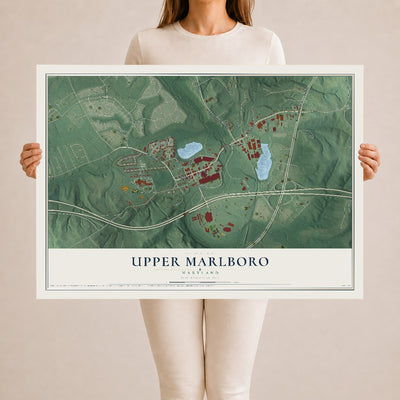 Map of Upper Marlboro, Maryland, 24 x 36 inch unframed archival matte print