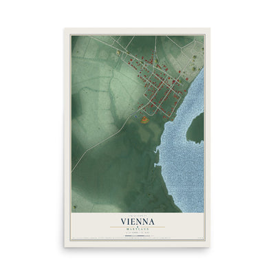 Map of Vienna, Maryland, 12 x 18 inch unframed archival matte print