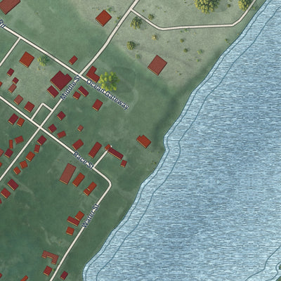 Second close-up of the map of Vienna, Maryland print showing more streets and buildings