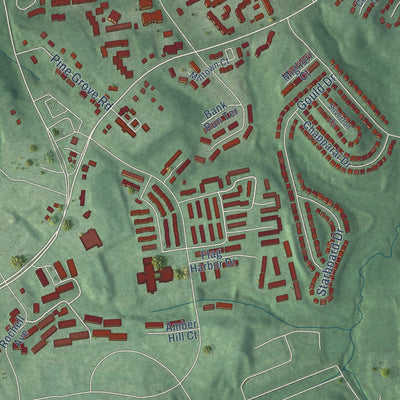Close-up of the map of Walker Mill, Maryland print showing street and building detail