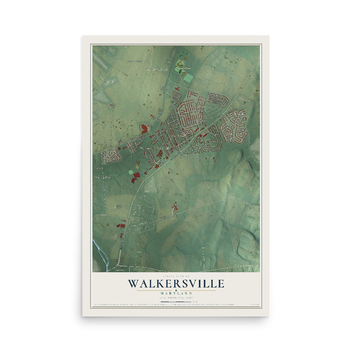 Map of Walkersville, Maryland, 12 x 18 inch unframed archival matte print