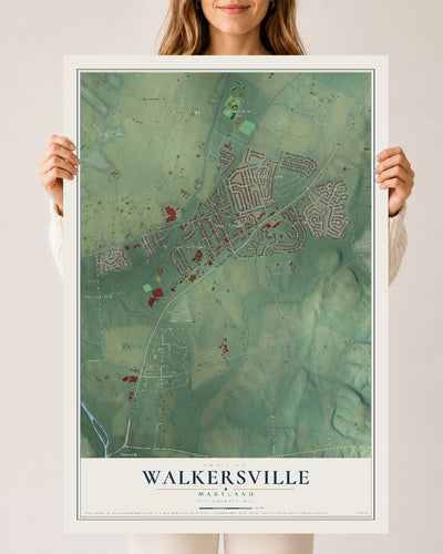 Map of Walkersville, Maryland, 24 x 36 inch unframed archival matte print