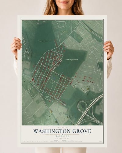Map of Washington Grove, Maryland, 24 x 36 inch unframed archival matte print