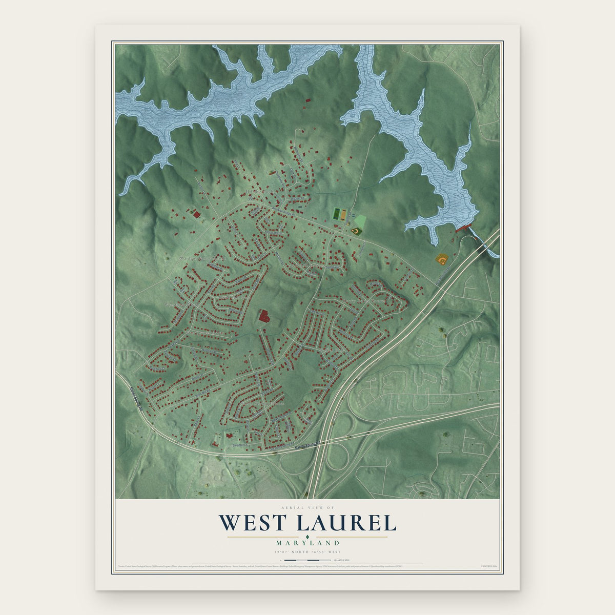 West Laurel, Maryland map print, the full design