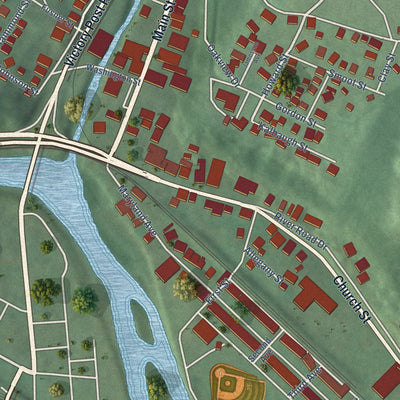Close-up of the map of Westernport, Maryland print showing street and building detail
