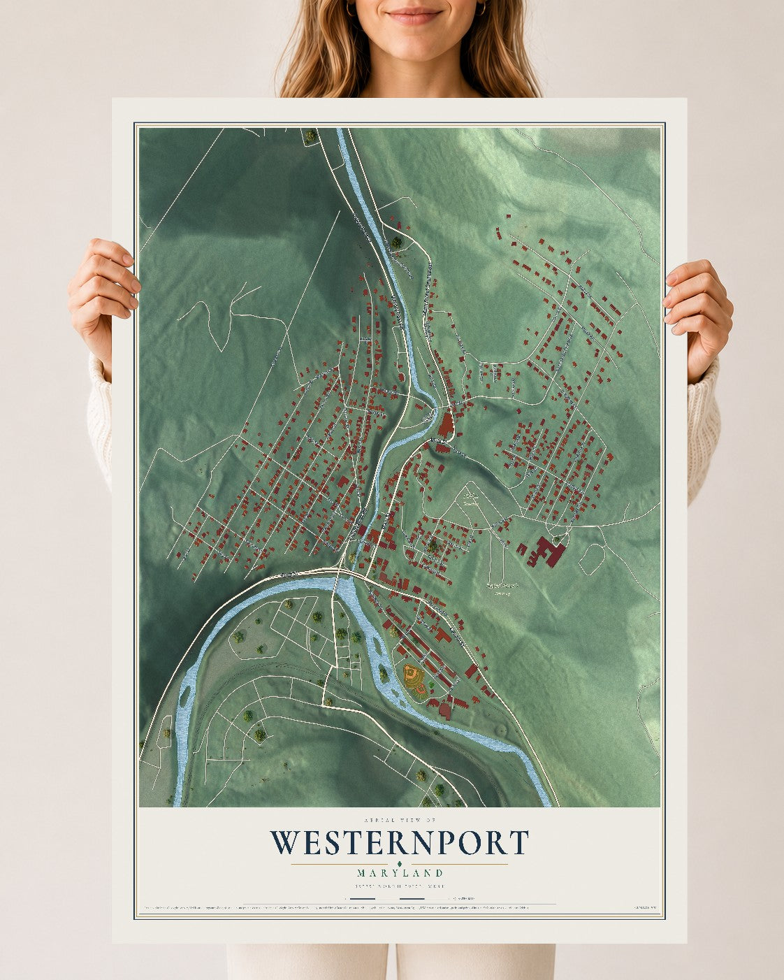 Map of Westernport, Maryland, 24 x 36 inch unframed archival matte print