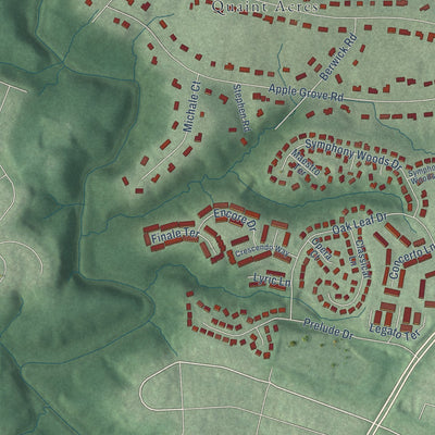 Second close-up of the map of White Oak, Maryland print showing more streets and buildings