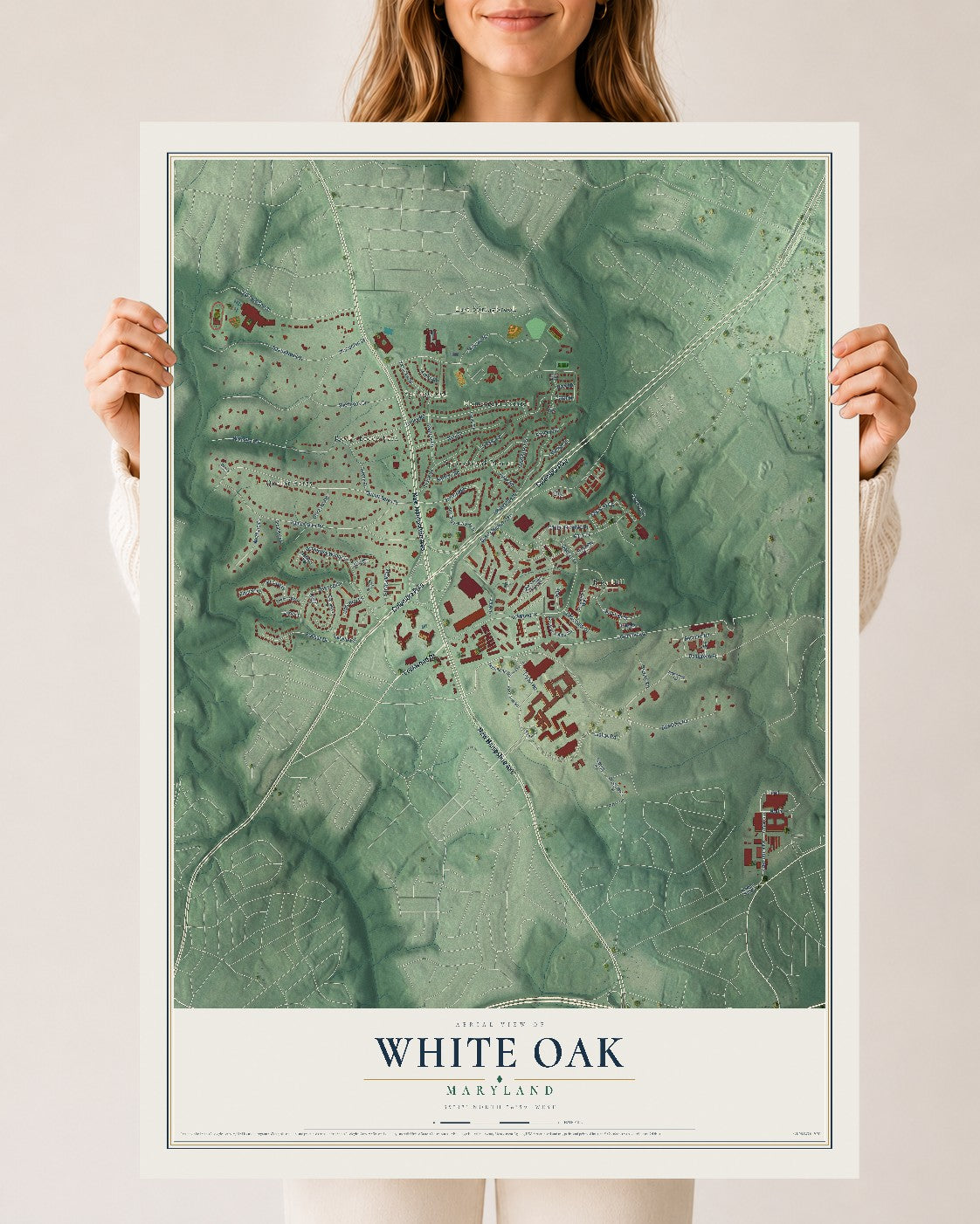 Map of White Oak, Maryland, 24 x 36 inch unframed archival matte print