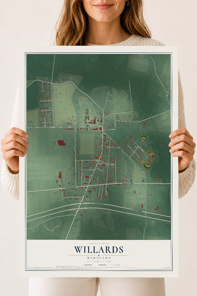 Map of Willards, Maryland, 18 x 24 inch unframed archival matte print